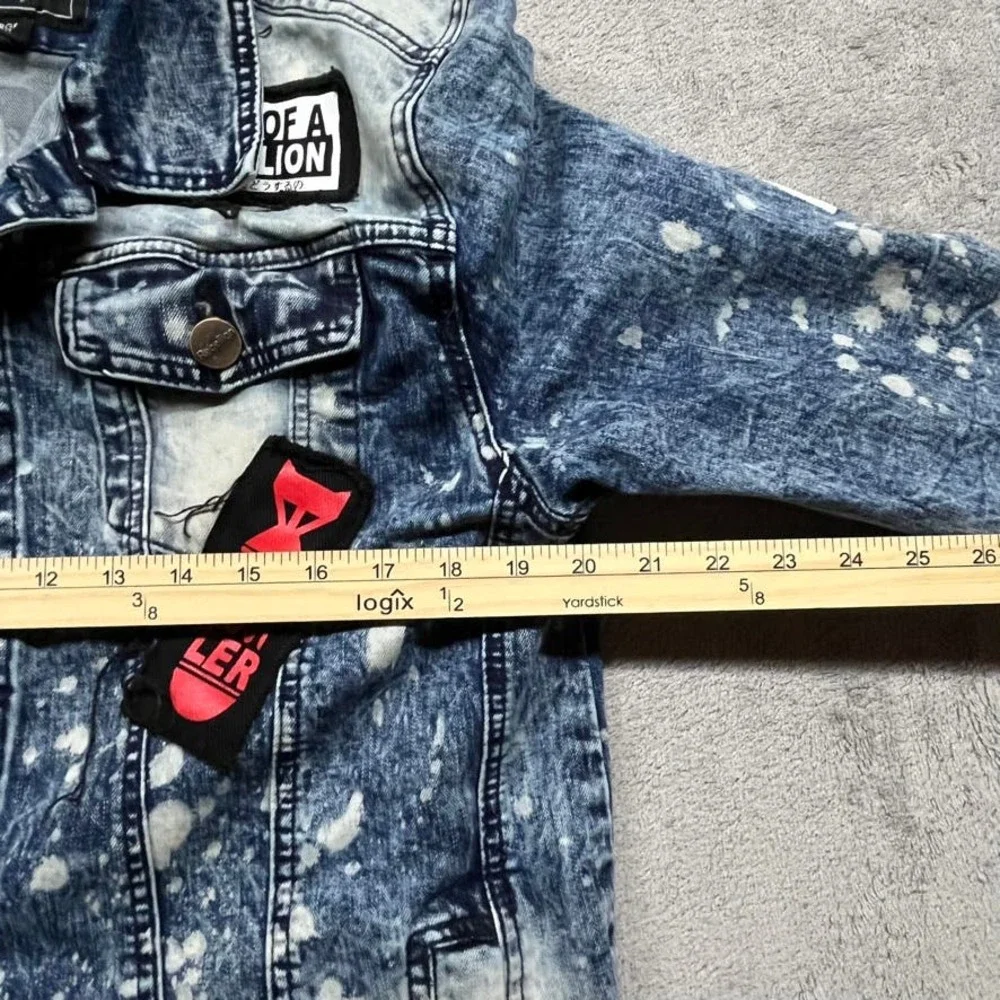 Rage of a Rebellion Denim Jacket Y2K Acid‎ Wash Patch XL Mens